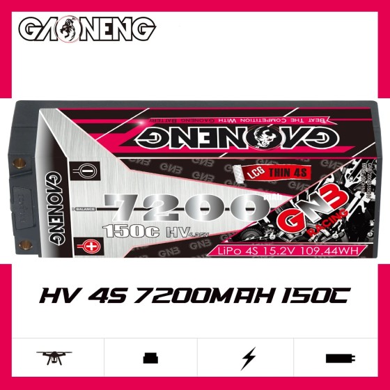 GNB GAONENG 7200MAH 4S 4S1P HV 15.2V 150C RC LiPo Battery 4S LCG 5mm Hard Case Lock Crawler Arrma RTR HPI Tamiya RC Car Boat